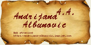 Andrijana Albunović vizit kartica